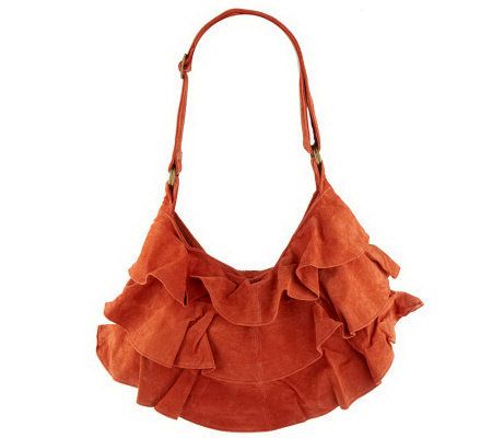 Lizden Washable Suede Ruffle Bag with Adjustable Strap - A94348