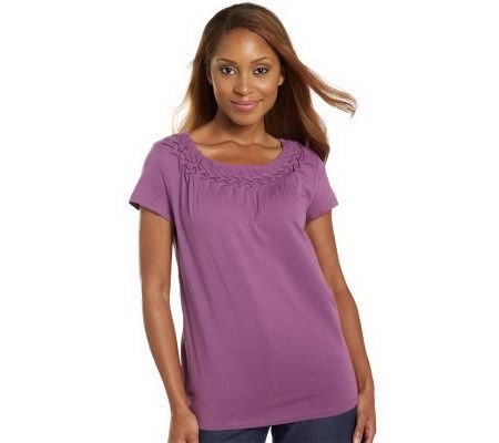 Isaac Mizrahi Live! Scoop Neck Lattice Detail Top - A201249