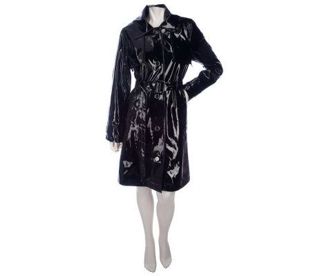 M by Marc Bouwer Faux Patent Leather Trench Coat - A203249
