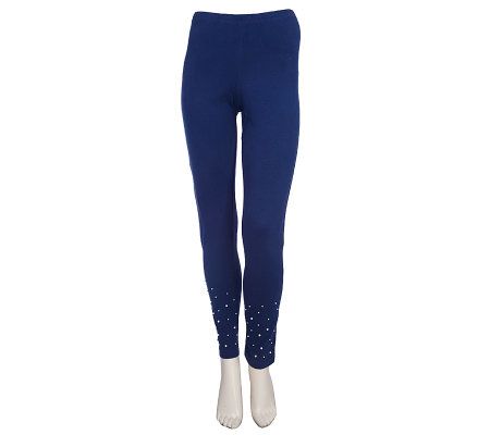 Quacker Factory Regular Pearl Embellished Knit Leggings - A210149