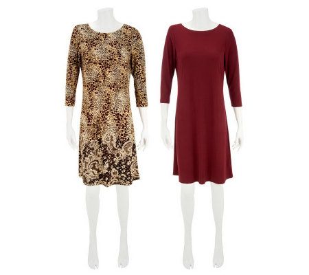 EffortlessStyle by Citiknits 3/4 Sleeve Set of Dresses - A210449