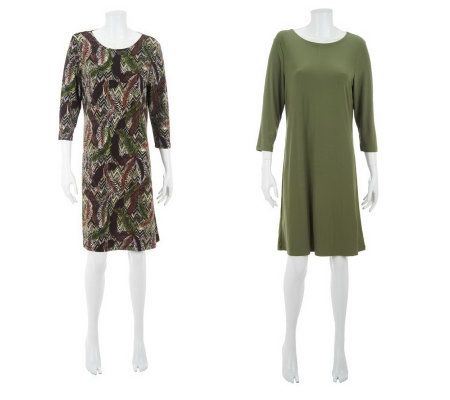 EffortlessStyle by Citiknits 3/4 Sleeve Set of Dresses - A210449