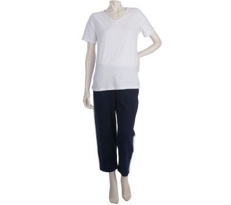 Sport Savvy Vest,Crop Pants and Tee Set with Contrast Trim