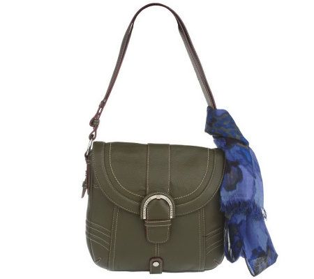 Isaac Mizrahi Live! Pebble Leather Flap Hobo - A213749