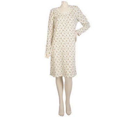 Carole Hochman Rose Print Cotton Jersey Sleepshirt w/ Ruffle Trim - A216849