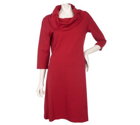 Denim & Co. 3/4 Sleeve Cowl Neck Knit Tunic with Back Tie - A217349