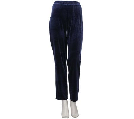 Susan Graver Stretch Velvet Pull-on Regular Slim Pants - A219049