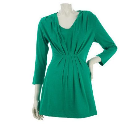Liz Claiborne New York 3/4 Sleeve Tunic w/Pleat Detail - A228049
