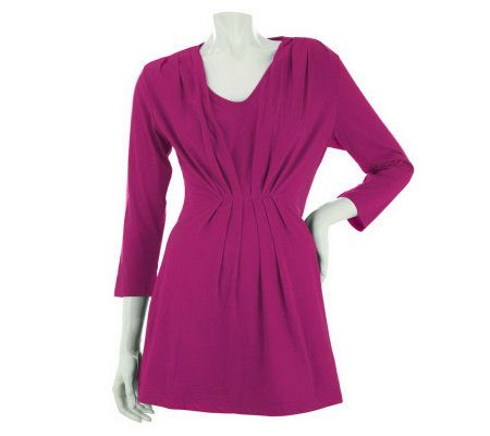 Liz Claiborne New York 3/4 Sleeve Tunic w/Pleat Detail - A228049