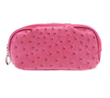 Lee Sands Ostrich Texture Double Zip Cosmetic Pouch - A229649