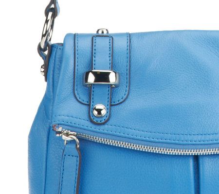 B. Makowsky Pebble Leather Flap Messenger Crossbody Bag