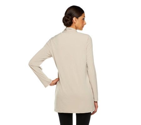 Susan Graver Liquid Knit Cardigan Set w/ Pleat Shoulder Detail