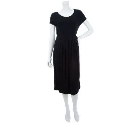 Linea by Louis DellOlio Knit Dress with Detachable Belt Detail - A232349