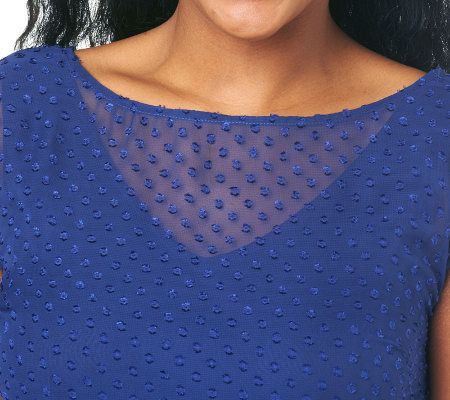 Isaac Mizrahi Live! Short Sleeve Swiss Dot Dress with Lining