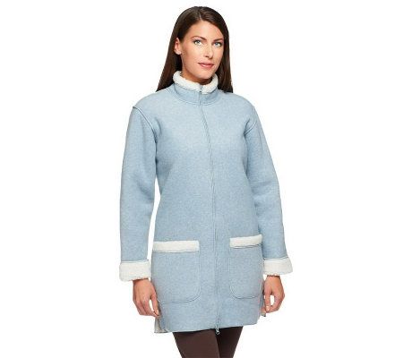 Denim & Co. Heathered Fleece Jacket w/Sherpa Lining - A44249