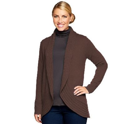 Isaac Mizrahi Live! 2-Ply Cashmere Shawl Collar Cocoon Cardigan - A225550