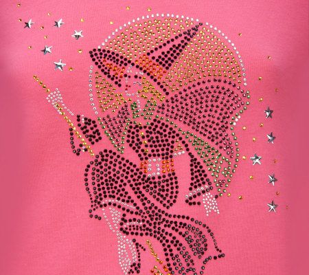 Quacker Factory Hocus Pocus Bling 3/4 Sleeve T-shirt