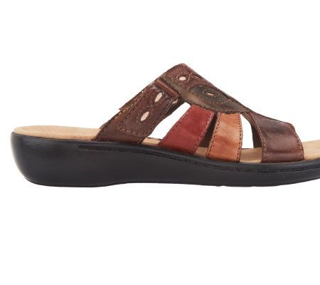 Clarks Bendables Lena Angie Leather Strappy Slides