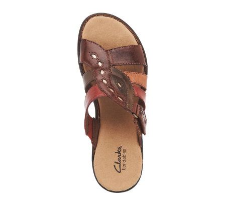 Clarks Bendables Lena Angie Leather Strappy Slides