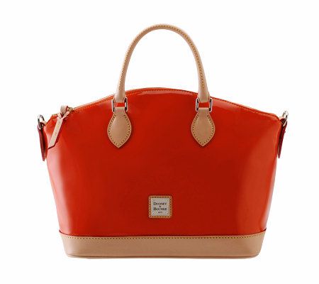 Dooney & Bourke Patent Leather Satchel with Vachetta Trim & Accessories
