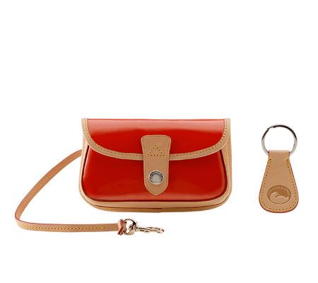 Dooney & Bourke Patent Leather Satchel with Vachetta Trim & Accessories