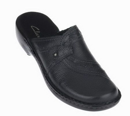 Clarks Christa TumbledLeather Embellished Clogs - A83250