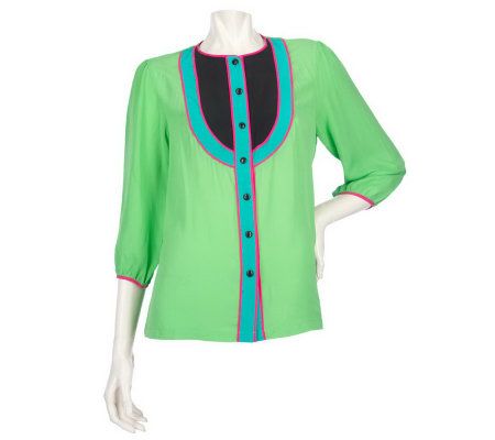 Bob Mackies Colorblock Silk Blouse - A201051