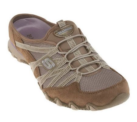 Skechers Leather & Mesh Bungee Slip-on Mules - A201851