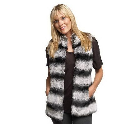 Luxe Rachel Zoe Faux Fur Vest with Hook and Eye Closure - A203351