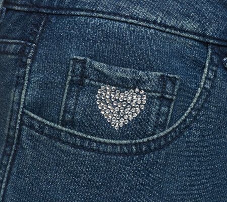 Quacker Factory DreamJeannes Short 5 Pocket Knit Denim Boot Cut Pants