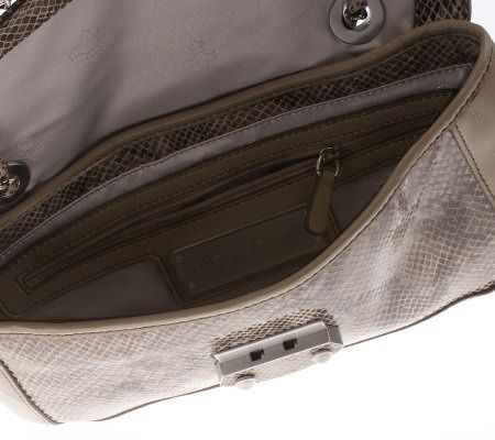 Judith Ripka Grammercy Python Embossed Leather Shoulder Bag