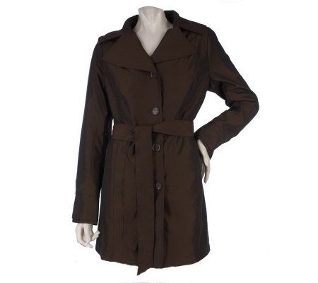 Dennis Basso Water Resistant Iridescent Taffeta Trench Jacket - A217251