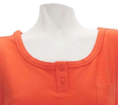 Denim & Co. Tunic Tank with Pocket and Scallop Detail Neckline