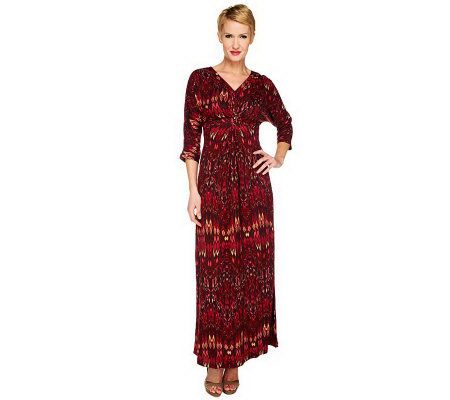 G.I.L.I. V-Neck Dolman Sleeve Maxi Dress with Pleating Detail - A226351