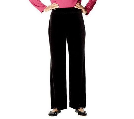 Susan Graver Velvet Wide Waistband Pants - Tall - A228251