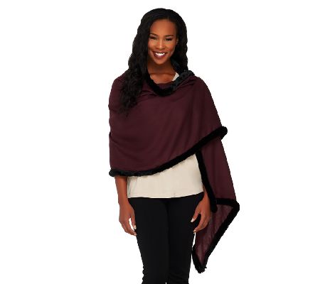 Dennis Basso 25 x 65 Wrap with Faux Fur Trim - A229351