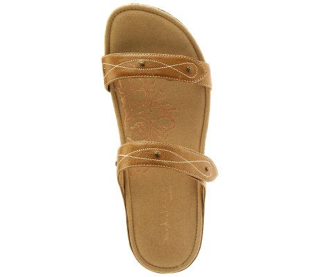 Aetrex Sandalista Patti Leather Slide Sandals