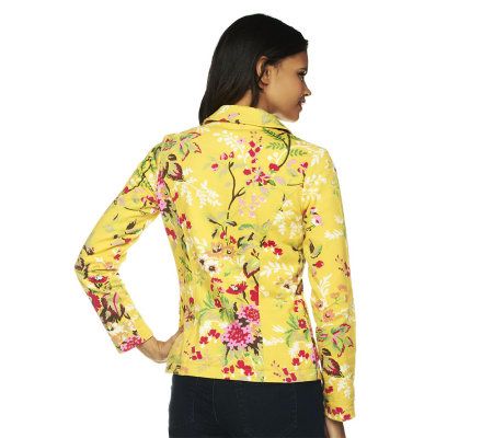 Isaac Mizrahi Live! Spring Bouquet Floral Printed Knit Blazer