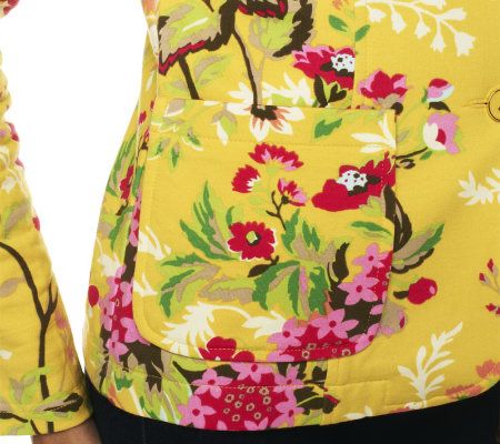 Isaac Mizrahi Live! Spring Bouquet Floral Printed Knit Blazer