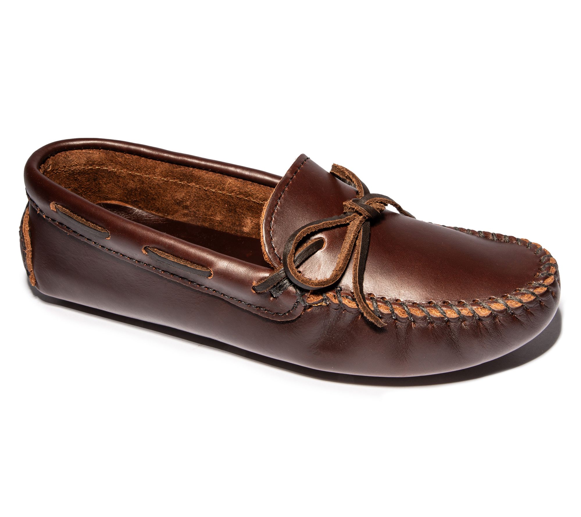 Minnetonka Womens Straight Plug Leather Driving Moccasins - A142652