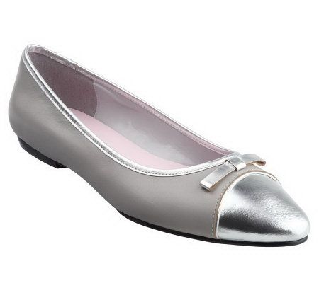 Isaac Mizrahi Live! Leather Cap Toe Ballerina Flats - A199152