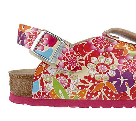 Birkis Shetland Summer Print Pink Adjustable Backstrap Clogs