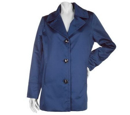 Dennis Basso Water Resistant Bonded Satin Swing Jacket - A200052