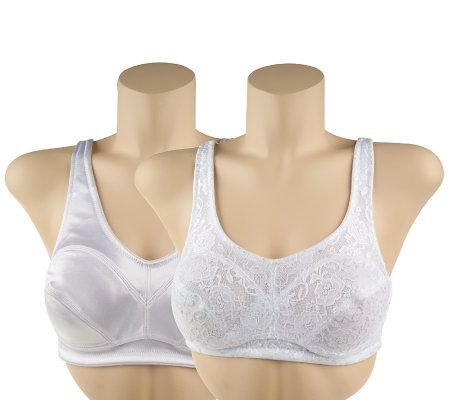 Breezies Set of 2 Satin and Lace Support Bras with UltimAir - A20152