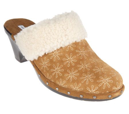 Isaac Mizrahi Live! Suede Embroidered Daisy Clogs - A209752