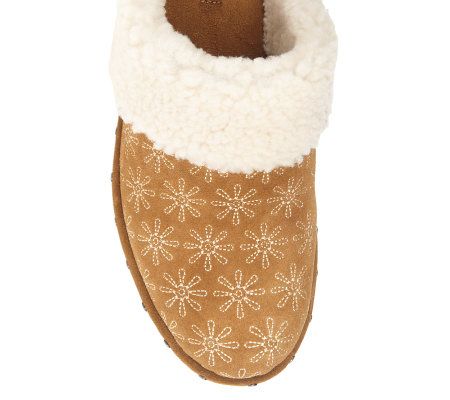 Isaac Mizrahi Live! Suede Embroidered Daisy Clogs