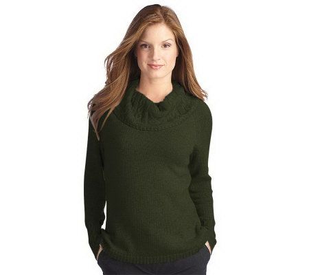 Liz Claiborne New York Cowl Neck Cable Collar Sweater - A210852