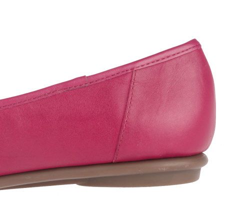 Clarks Book End Leather Flats with Flower Detail