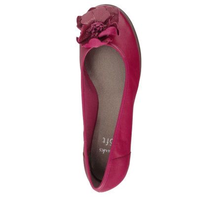 Clarks Book End Leather Flats with Flower Detail
