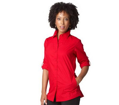 Joan Rivers New Classic Tailored Shirt with Simulated Pearl Buttons - A214052